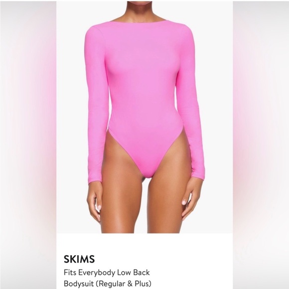 SKIMS Tops - SKIMS Fits Everybody low back, long sleeve, neon orchid pink bodysuit